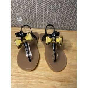 Kate Spade Gold Bow T Strap Sling back Jelly Sandals